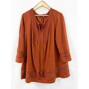 Daniel Rainn Terracotta Embroidered Blouse